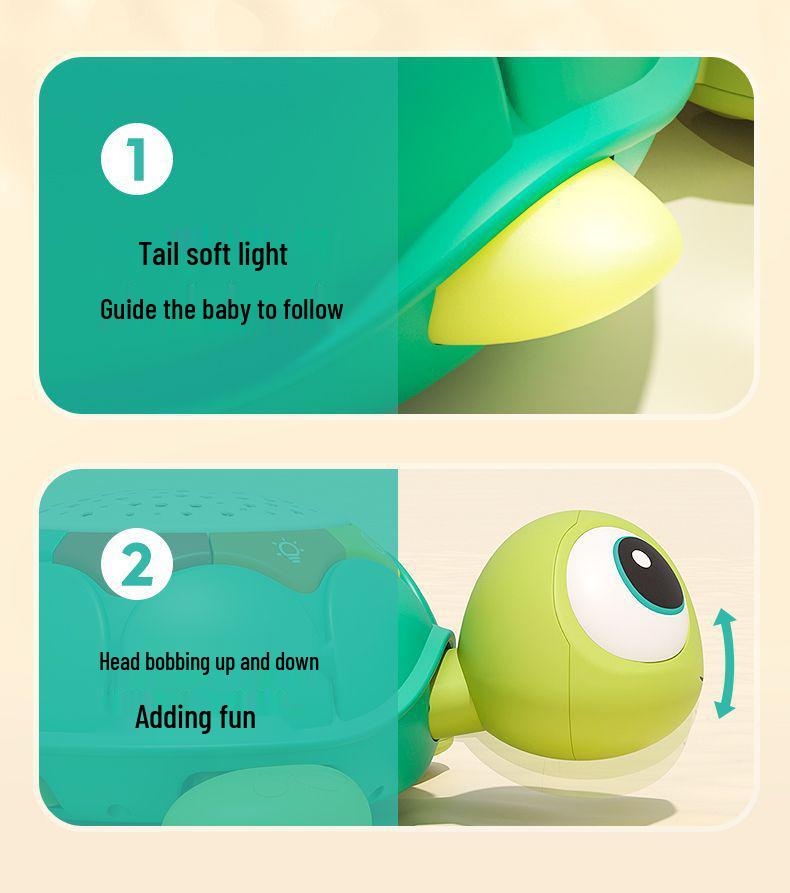 Multifunctional Baby Toy: Crawling Turtle with Lights, Music, & Soothing Projection for Educational Early Learning