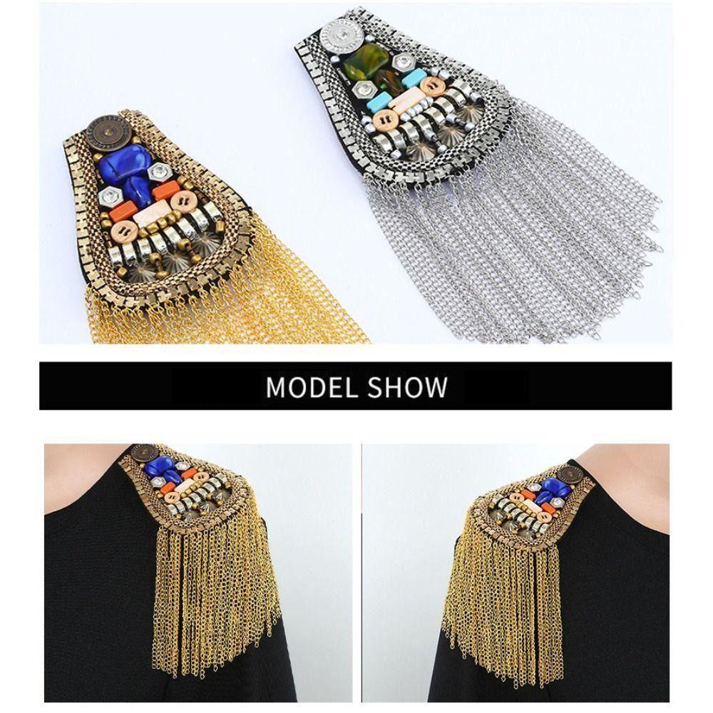 Брошь-булавка Наплечник Крутая куртка Винтажная брошь Кисточка Цепочка Эполет Костюм