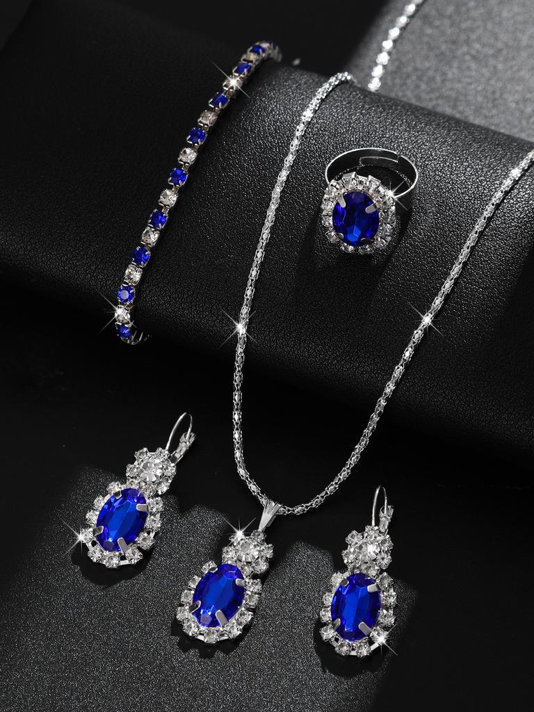 Блестящий бриллиант капля изум ожерелье серьги браслет кольцо набор из четырех предметов