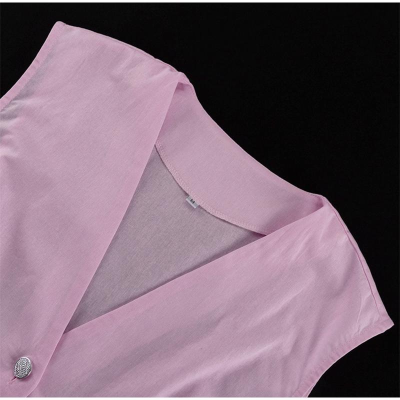 Cotton V-neck Sleeveless Top Women's Loose Vest Pants Set Solid Color Temperament Commut Two-piece Set Spring and Summer New