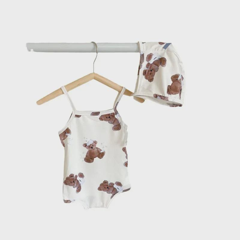 Ins24 Летний детский купальник: Купальник, шапочка для плавания, сумка-слинг и комбинезон для повседневных выходов на пляж