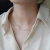 S925 Sterling Silver Gold-Plated Choker Necklace Women's Design Sense Wave Light Sequins Light Luxury High Sense Simple Twin Clavicle Chain