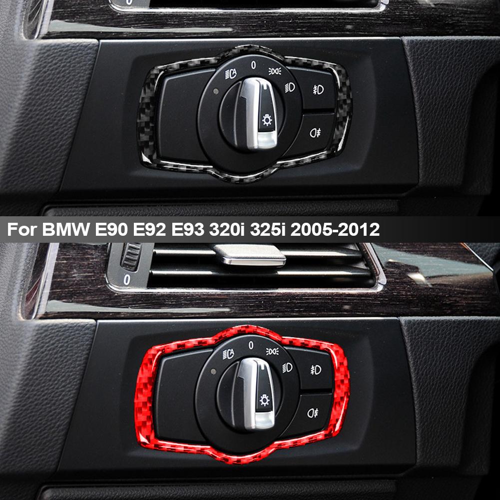 Car Interior Accessories Headlight Switch Frame Cover Trim Carbon Fiber Sticker for BMW E90 E92 E93 320i 325i 2005-2012