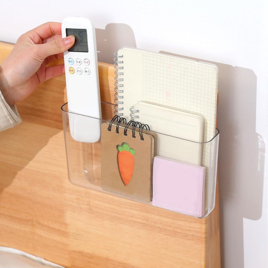 Wall Mounted Storage Organizer Box Punch Free Strong Adhesive Transparent Wall Phone Holder for