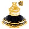 Girls Dance Performance Dress Halter Sleeveless Backless Design Sparkling Sequins Decorated Tutu Costume