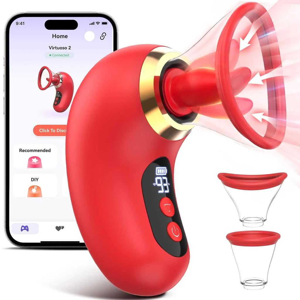 5in1 Clitoris Sucker Vibrator Tongue Licking Nipple Vagina Massager App Control Clit Stimulator Lcd Display Sex Toy For Women
