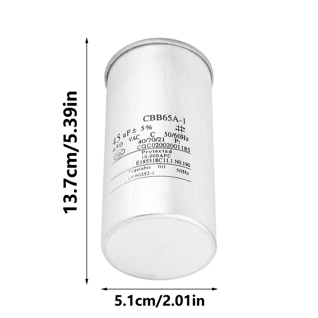 Многофункциональный конденсатор для кондиционера 450В 45мкФ Запчасть для ремонта кондиционера Отлично подходит для профессионального и личного использования