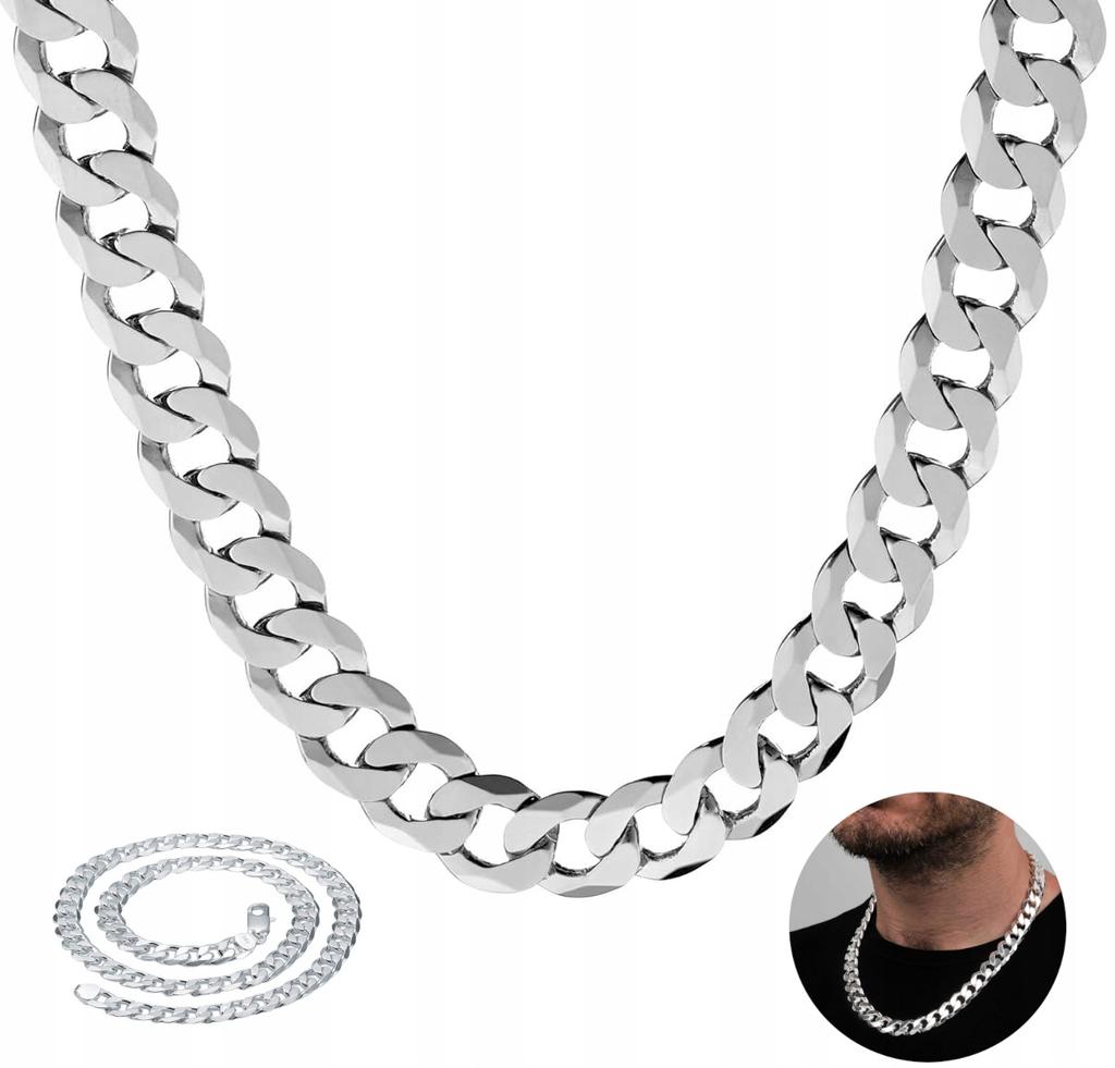 WIDE Men' Chain Silver Chain 45cm Diamond + FREE