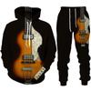 Забавные мужские толстовки с 3D принтом в стиле гитары/брюки/костюм Harajuku, винтажный спортивный костюм для пар, индивидуальный уличный костюм в стиле хип-хоп