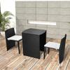 Day and Night - Day and Night Garden Bistro Table and Chairs 3 Pieces and Black Poly Rattan Cushions