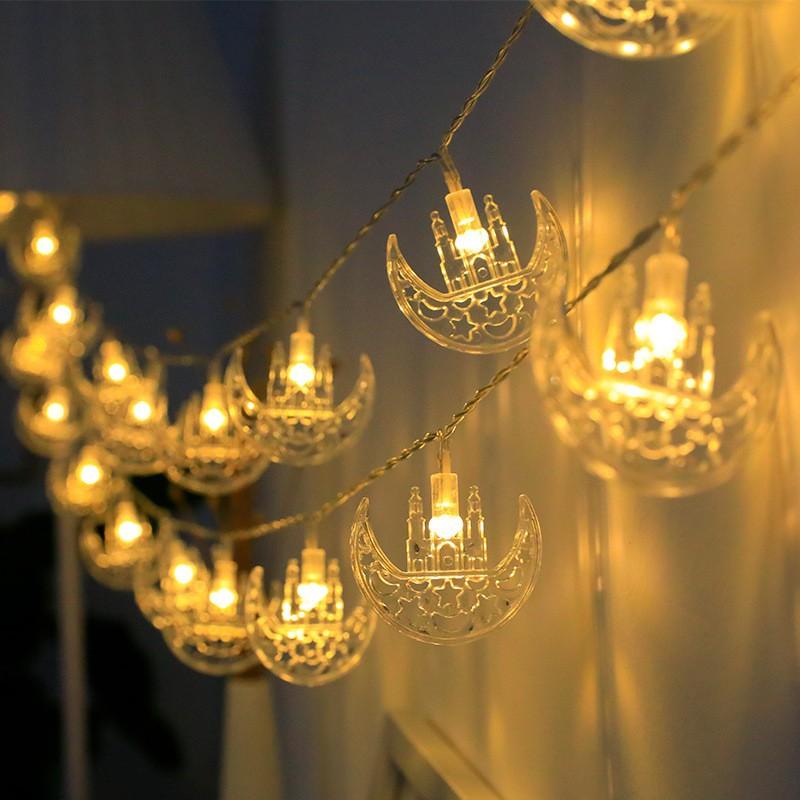 LED String Lights Ramadan Eid Decorations Star Moon Castle Theme Indoor Outdoor Festival Lighting