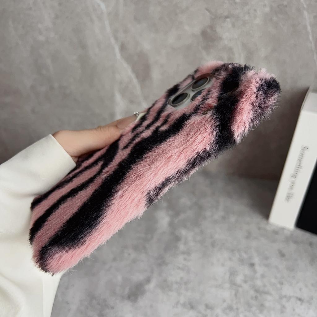 For iPhone 17 Pro Max Case Zebra Pattern Soft Plush TPU Phone Cover