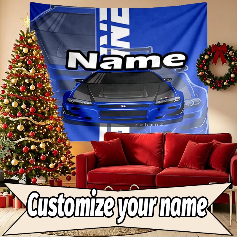 Custom Name Personalized Skyline GT Print Tapestry, Wall Art Decor, Bedroom, Dorm, Apartment, LivingRoom, Party Backdrop, Gift for Birthday