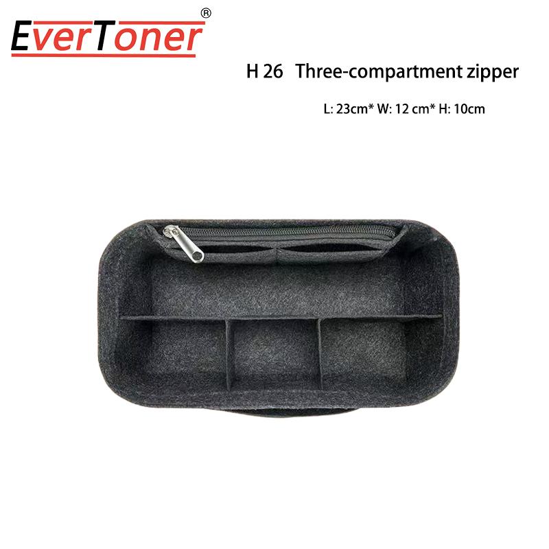 Фетровая вставка-органайзер EverToner для сумки, косметичка-вкладыш. Подходит для сумок H Lindy mini 26 30 34. С молнией, внутренний карман. Для женщин.