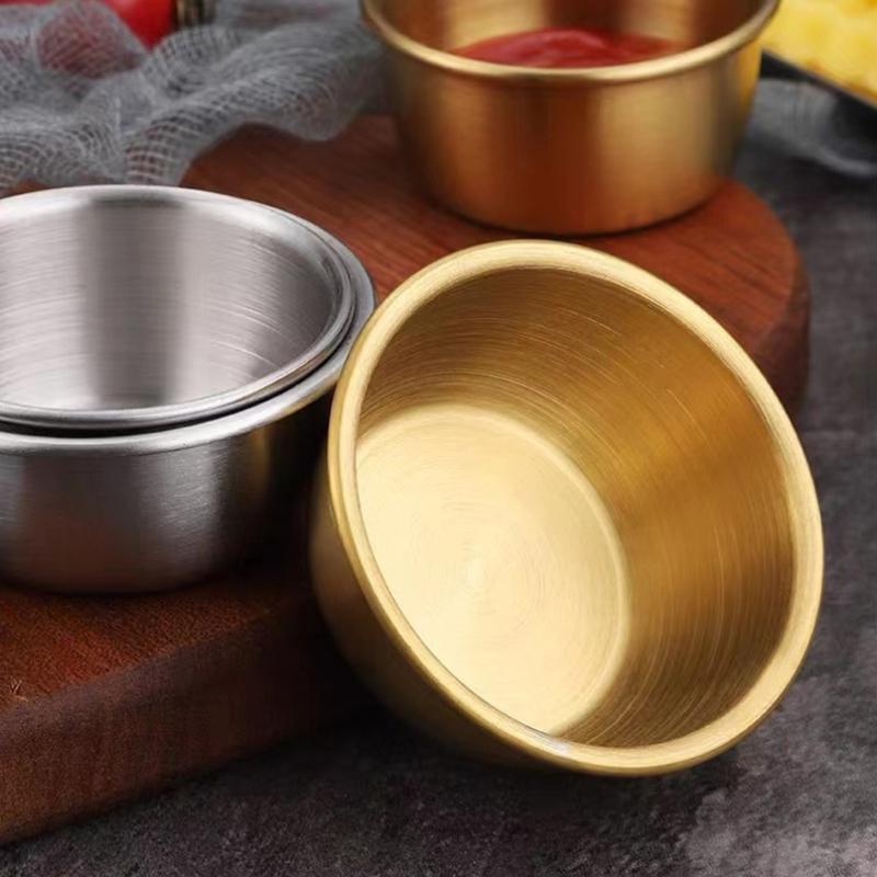 Sauce Dipping Bowl 304 Stainless Steel Dipping Cups Round Sauce Dishes 50/60ml Mini Reusable Seasoning Cups Dipping Cups