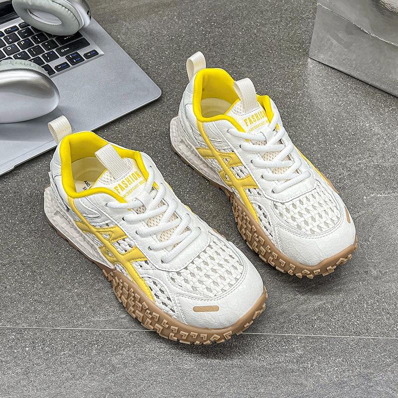 Casual shoes women's summer new fashionable versatile woven mesh breathable and comfortable dad shoes