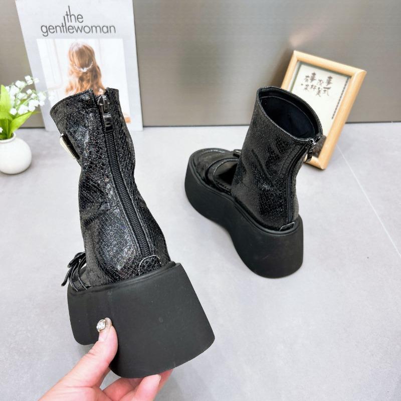 Модные римские сандалии, летние новые мотоциклетные ботинки на платформе с открытым носком, сумка для ботинок с молнией сзади и классными ботинками