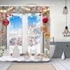 Christmas Gingerbread Man Snow Shower Curtains Set ,Colorful Xmas Balls Polyester Fabric Winter Xmas Tree Bathroom Curtain Decor