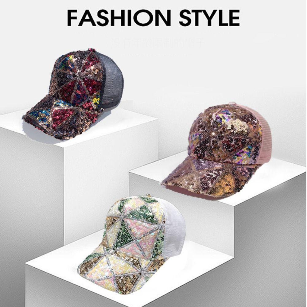 Хлопковая блестящая кепка-сетка, регулируемая, бейсболки-сетки, модные солнцезащитные шляпы для женщин, девушек