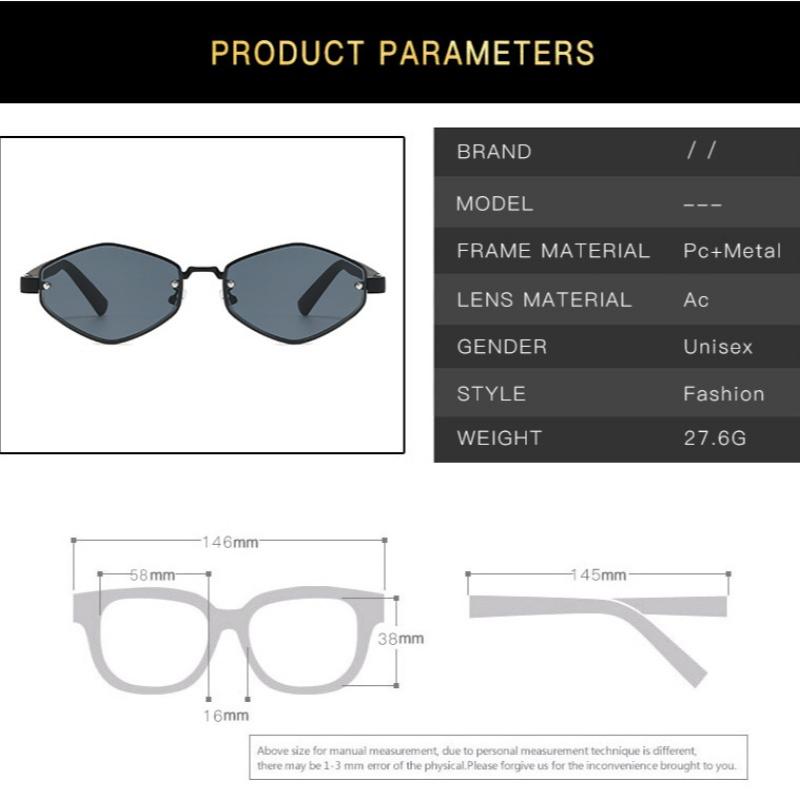 Fashion Small Polygonal Sunglasses Women Metal Rhombus Sun Glasses Ladies Hipster Sexy Cat Eye Shades Vintage