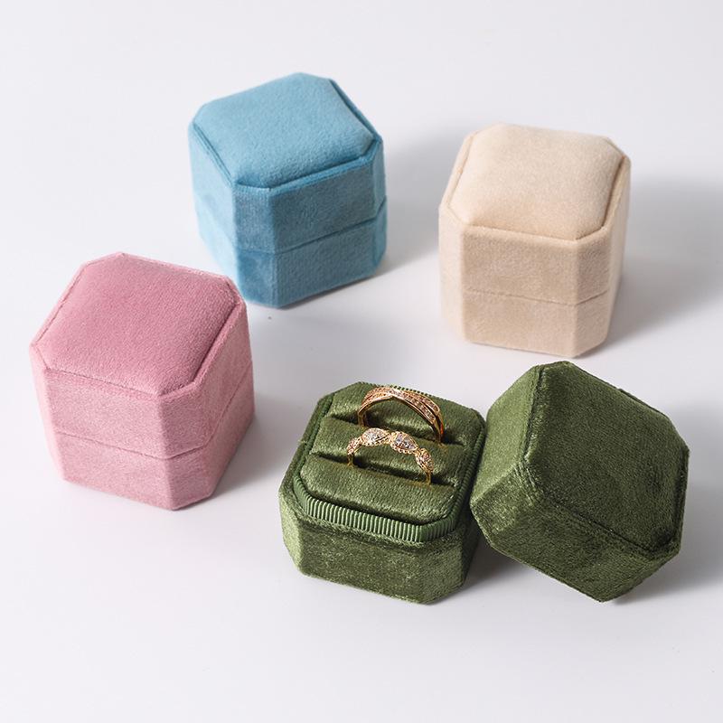 Custom Velvet Octagonal Ring Box for Wedding Anniversary Jewelry