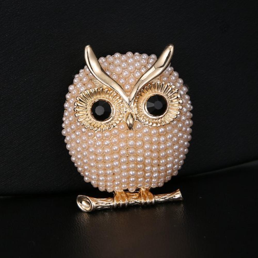 Sparkling Rhinestone Owl Brooches Luxury Lapel Pins Elegant Animal Brooches Office
