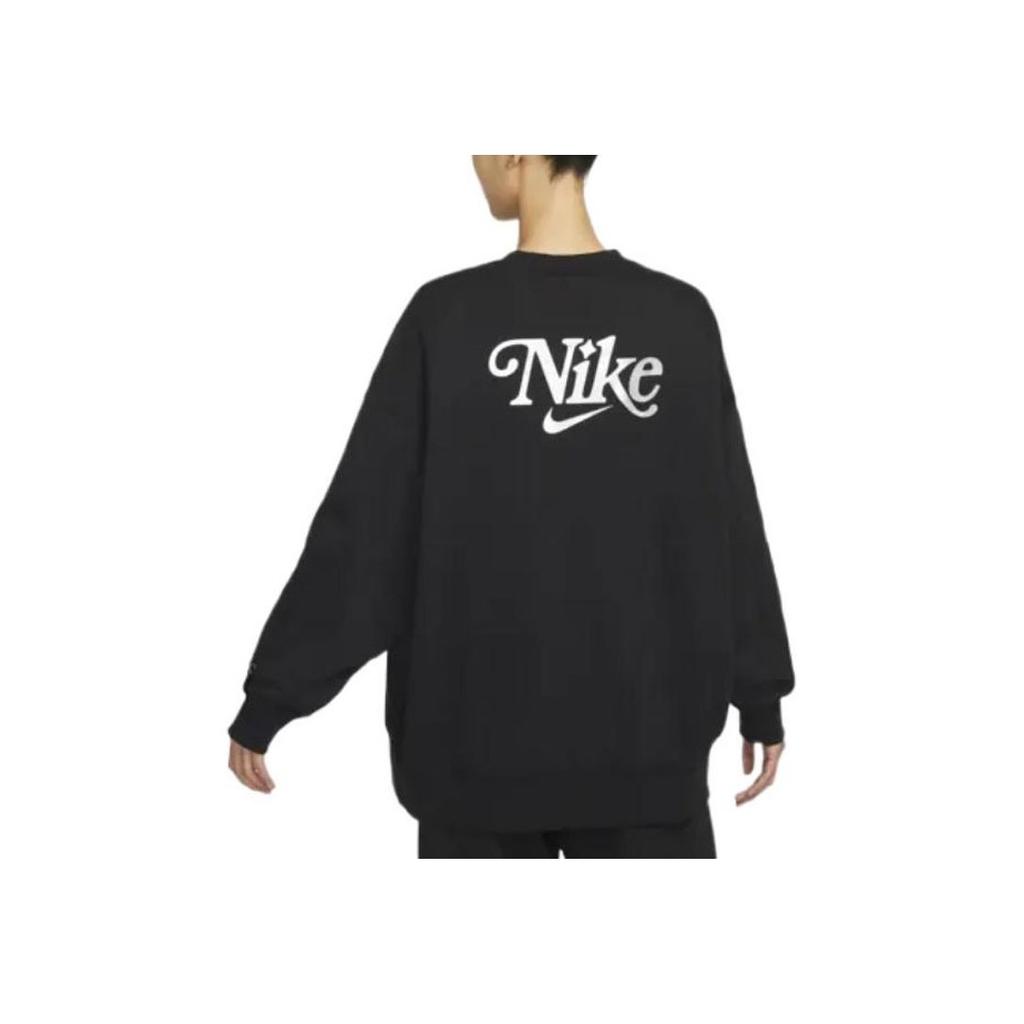 Nike Fleece-Lined Crewneck Sweatshirt With Back Logo Women Tops Black FB1918-010