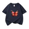 Kids Cotton T Shirt Red Monarch Butterfly Print Crew Neck Short Sleeve Tee Casual Boys Girls Summer Tops