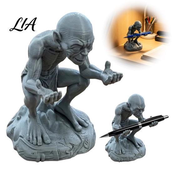 Unique Pen Storage Gollum Two-Hand Support Holder, 3D Printed PLA Desktop Organizer, Film Fan Gift Ideas Movie Character Figurine Stand for Office And