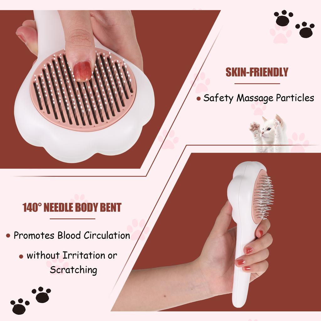 Pink Pet Grooming Comb Stainless Steel Tooth For Pleasant Brushing Experience Dog Grooming Supplies