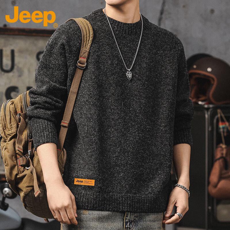 Jeep Men's Thickened Round Neck Knit Pullover Sweater
