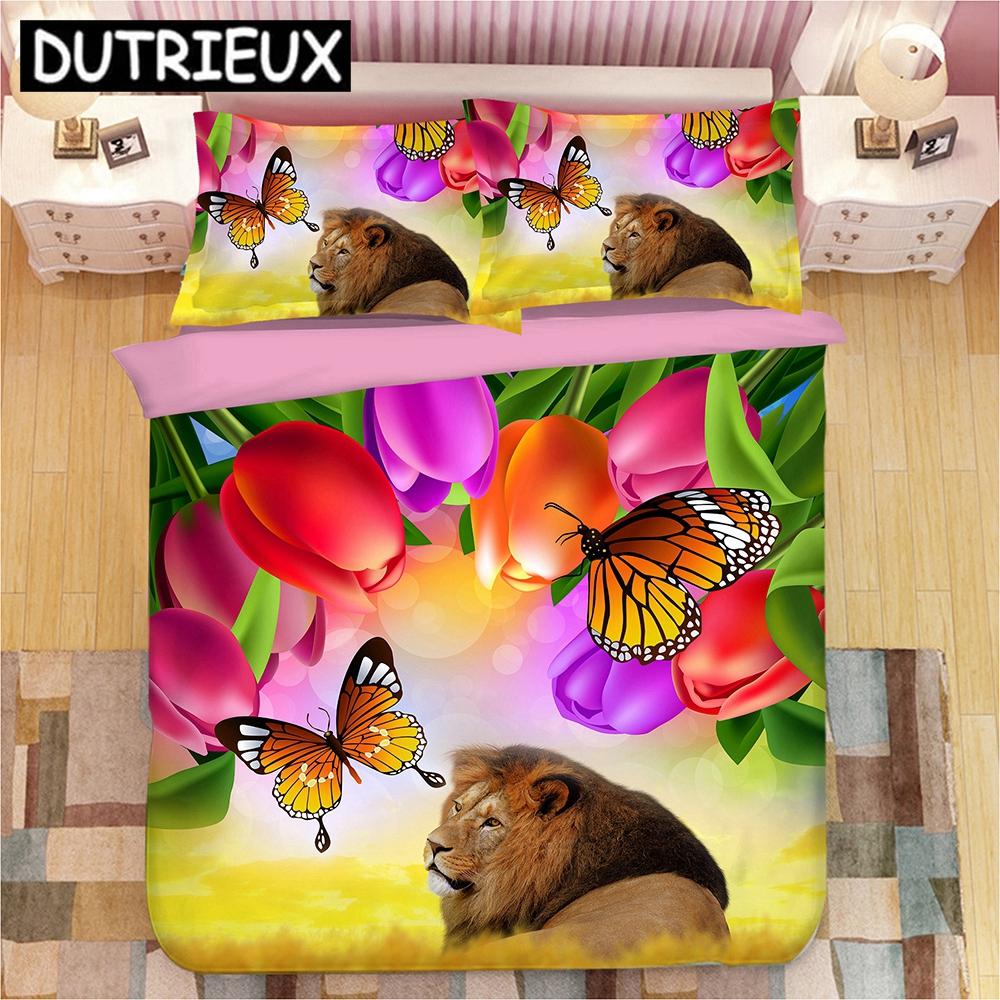 3D Animal Horse Tiger Lion Print Bedding Set Duvet Covers Pillowcases One Piece Comforter Bedding Sets Bedclothes Bed Linen 04