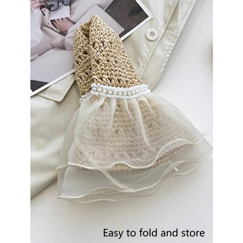 Женская летняя соломенная шляпа-ведро, складная панама-рыбак, с широкими полями, защита от УФ, для пляжа и кавайной моды