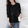 DIMANAF 2025 Осень Женские Худи и Футболки Большого Размера Футболка с Длинным Рукавом Свободные Повседневные Топы Футболки Черный
