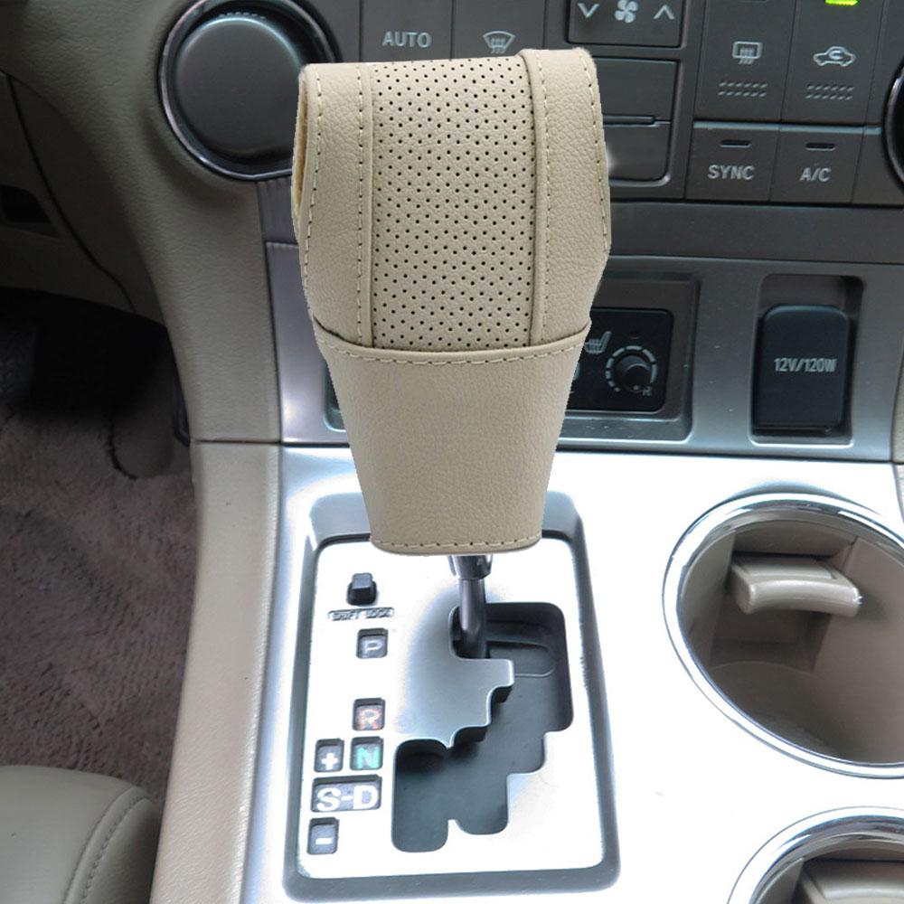 1pc Car Gear Shift Decoration Cover Leather Shift Lever Cover Car Gearbox Shifter Knob Protector Car Interior Accessories