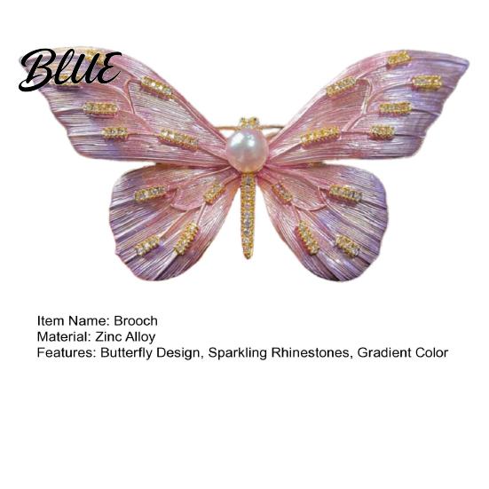 Clothing Safe Brooch Women High-Gloss Rhinestone Inlay Gradient Color Butterfly
