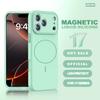 Магнитный Чехол из Жидкого Силикона для iPhone 11 12 13 16 17 Pro Max Air 15 14 16 Plus Magsafe Официальный Защитный Чехол для Зарядки