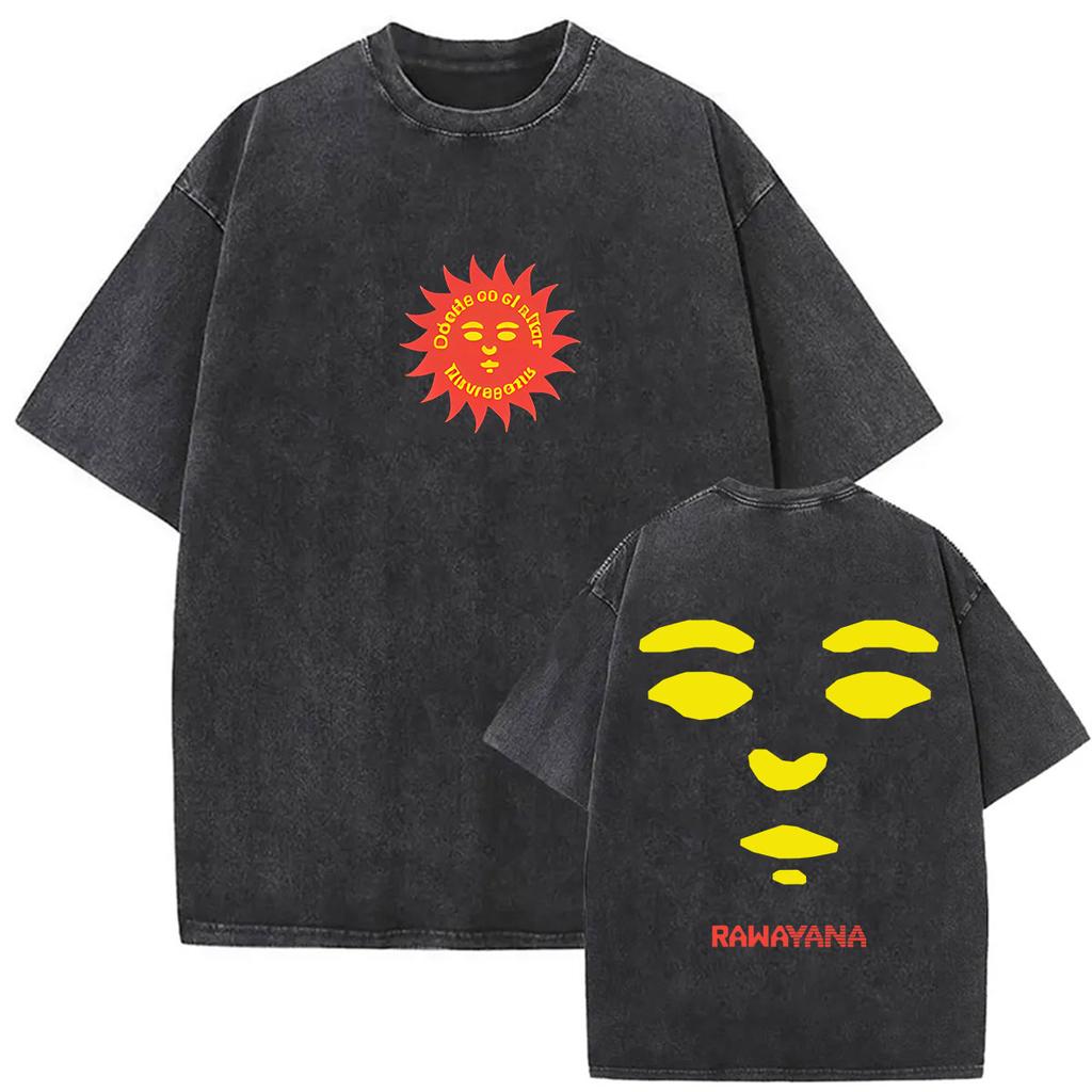 Vintage Washed Rawayana Donde Es El After Album Print TShirt Men Women Hip Hop Pop Music Short Sleeve T Shirt Streetwear