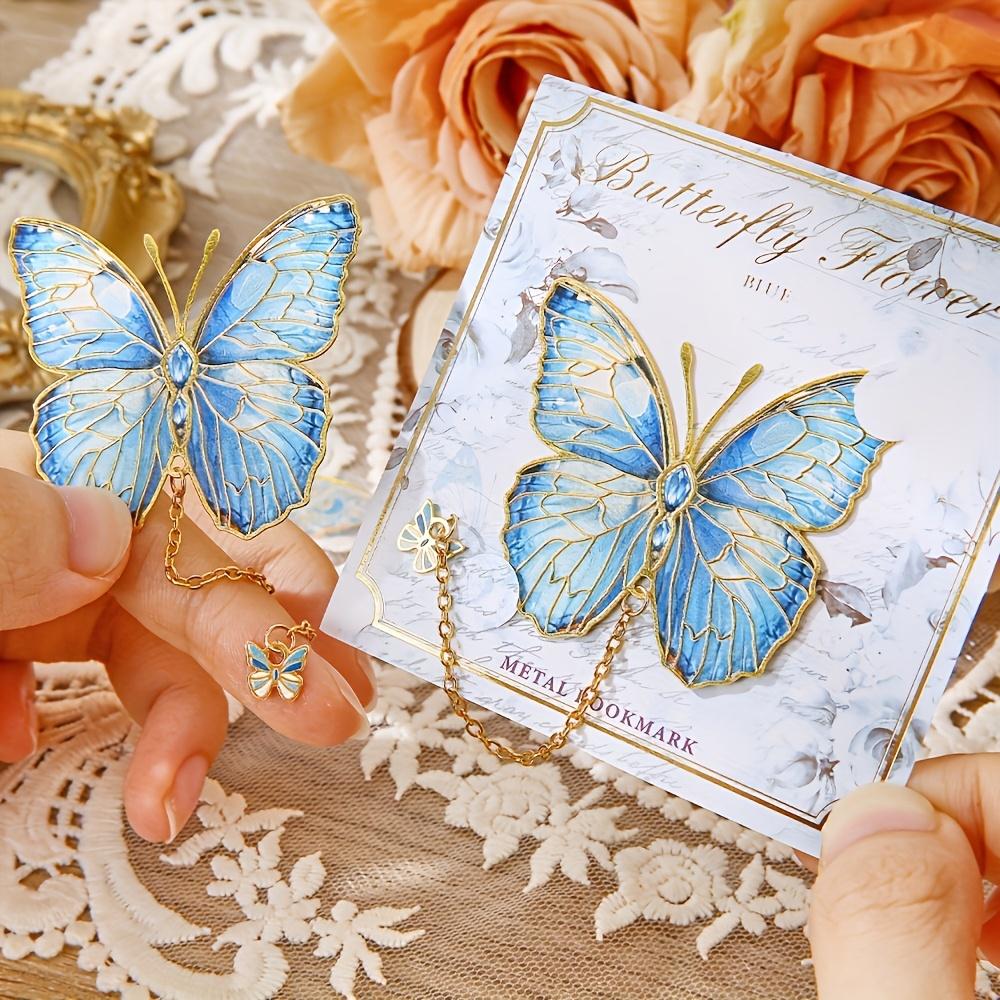 One Piece of Stylish Metal Bookmarks Featuring A Vintage Butterfly Design, Complete with A Chain and An Elegant Tassel Pendant