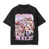 Unisex Vintage Washed Cotton T-Shirt Hazbin Hotel Alastor Radio Demon Graphic Tee Unisex Loose Streetwear Anime Casual Short Sleeve Top