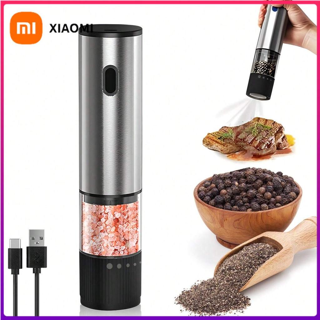 Xiaomi Электрическая мельница для соли и перца, Мини-автоматическая мельница с перезаряжаемой батареей, Регулируемая мельница для крупного и мелкого помола перца