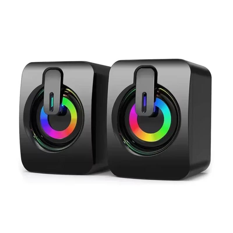 Портативная USB-колонка с проводным подключением, светодиодным стереомикрофоном, Hi-Fi сабвуфером, объемным звуком, высокое качество для компьютеров