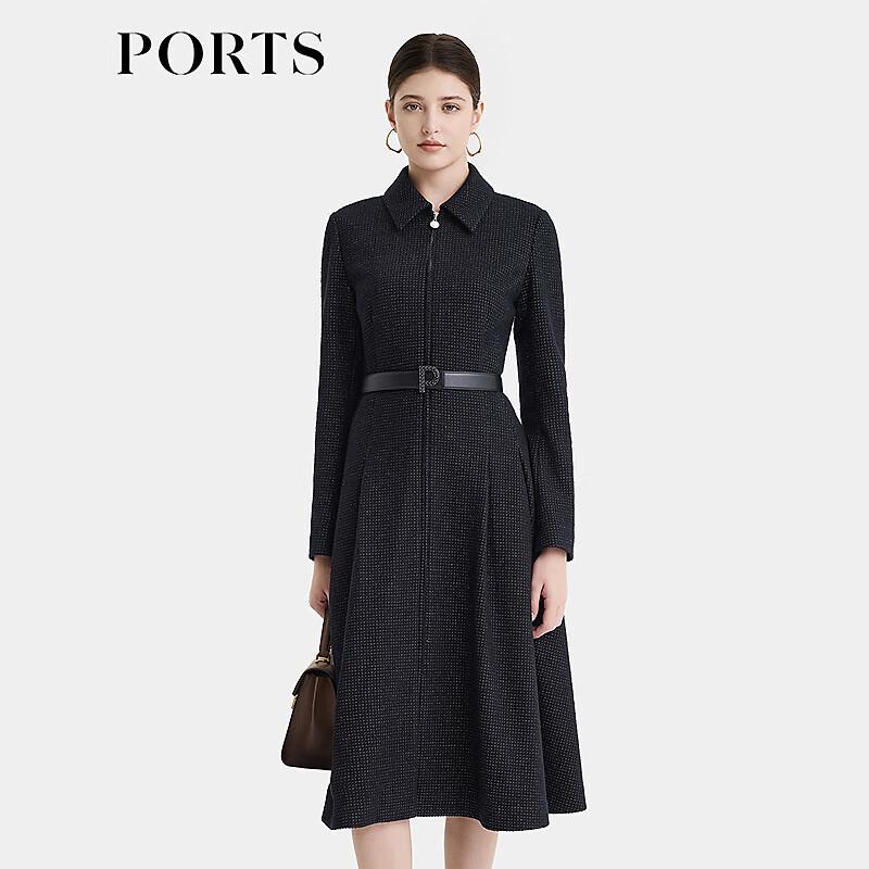 PORTS Women's Elegant Commuter Metal Logo Belted Dress