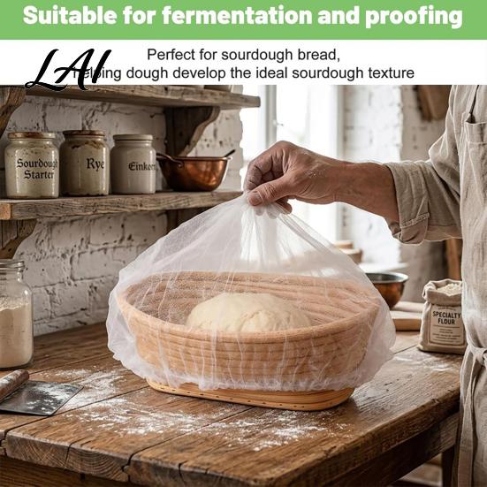 Non-woven Bread Fermentation Covers Banneton Proofing Basket Liners Disposable Stretchable Covers Transparent Dough Non Stick Hoods for Home Bakers
