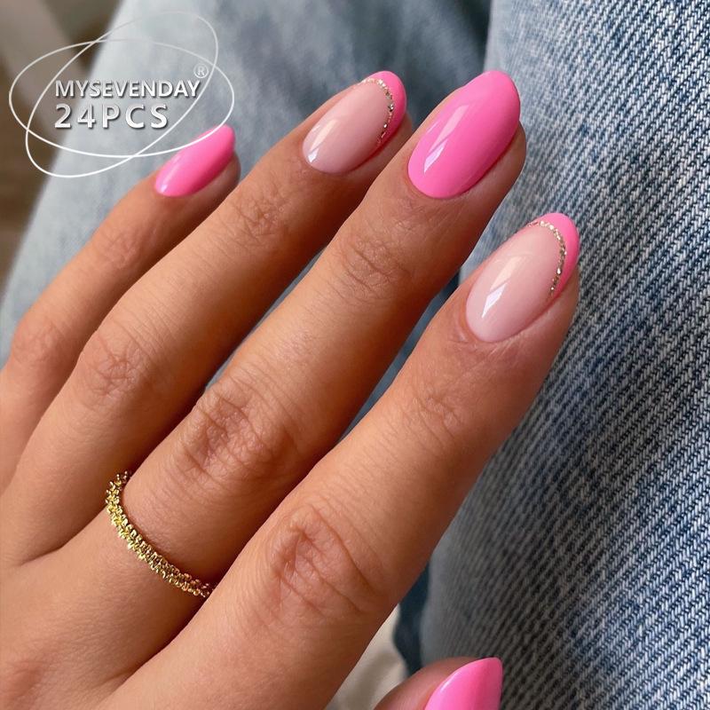 Европейские и американские градиентные персиковые балетные типсы для коротких ногтей