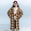 Sancai 2025 Winter Plaid Reversible Hooded Wool Blend Coat