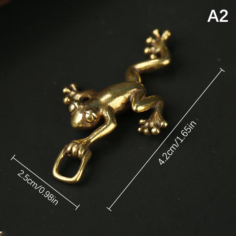 Винтажная латунная статуэтка лягушки Декор лягушки Очаровательная созерцательная поза Настольное украшение Чайный питомец Фигурка Домашний декор для офиса