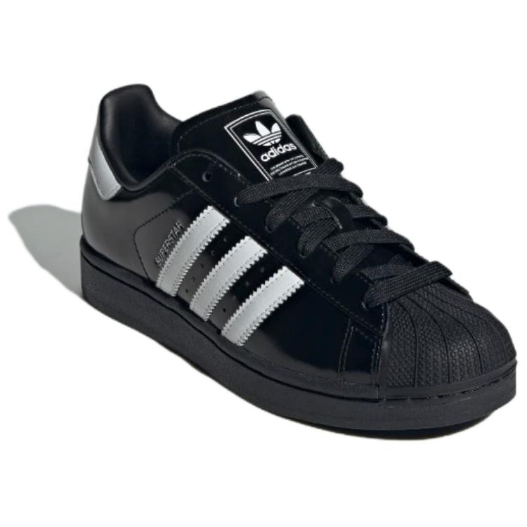 adidas Superstar 2 черные белые лакированные женские кроссовки Core-Black Cloud-White JH7756
