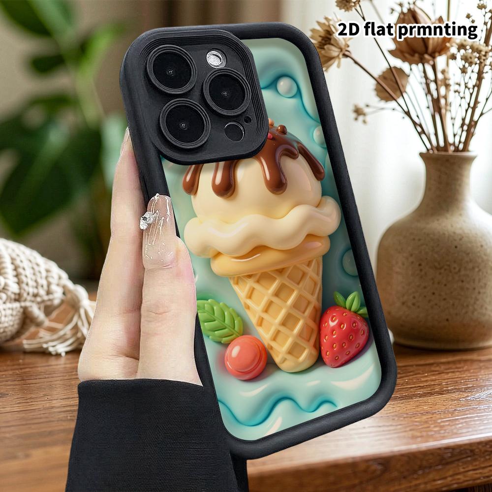 Чехол для телефона: 2D плоский дизайн, подходит для защитного чехла iPhone 18 17 16 15 14 13Pro, шоколадное мороженое, идеальный подарок на Рождество и Хэллоуин