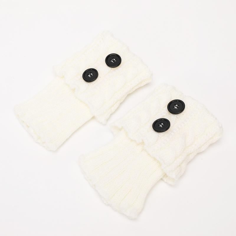 Вязаные шерстяные носки с пуговицами, жареные в тесте, теплые осенью и зимой, короткие защитные наколенники для ног, женские теплые накладки на ноги